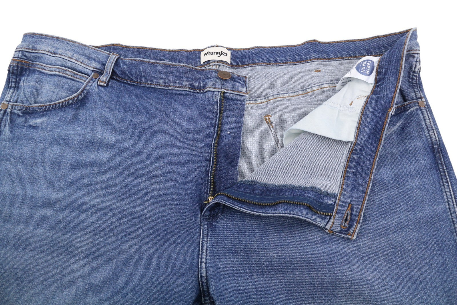 WRANGLER Greensboro 803 Men Jeans W50/L34 Blue Whiskers Faded Regular Straight