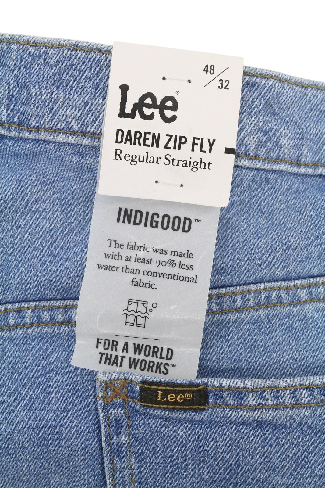 LEE Daren Zip Fly Men Jeans W48/L32 Blue Whiskers Fade Effect Regular Straight