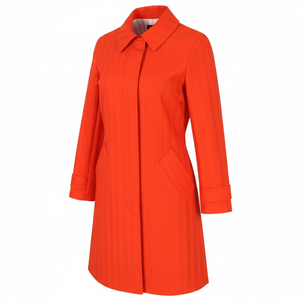 A.P.C. Max Dinard Women Coat 34 XS Orange Pinstriped Hidden Button Mid RRP650