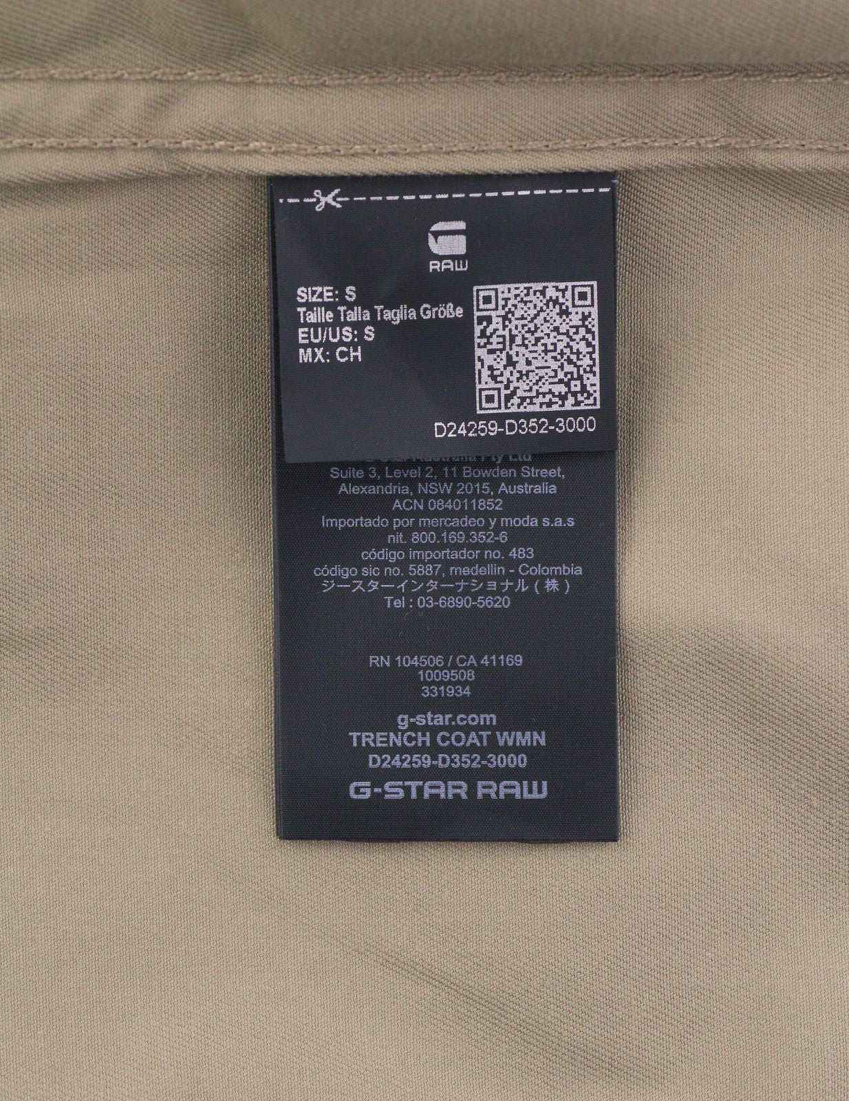 G-STAR Trench Women Coat S Beige Double Breasted Belted Mid RR260