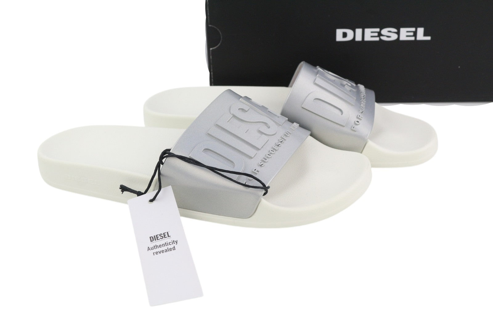 DIESEL Sa-Mayemi W Women's Sandals EU37 White Silver Beach Slide Slippers Open