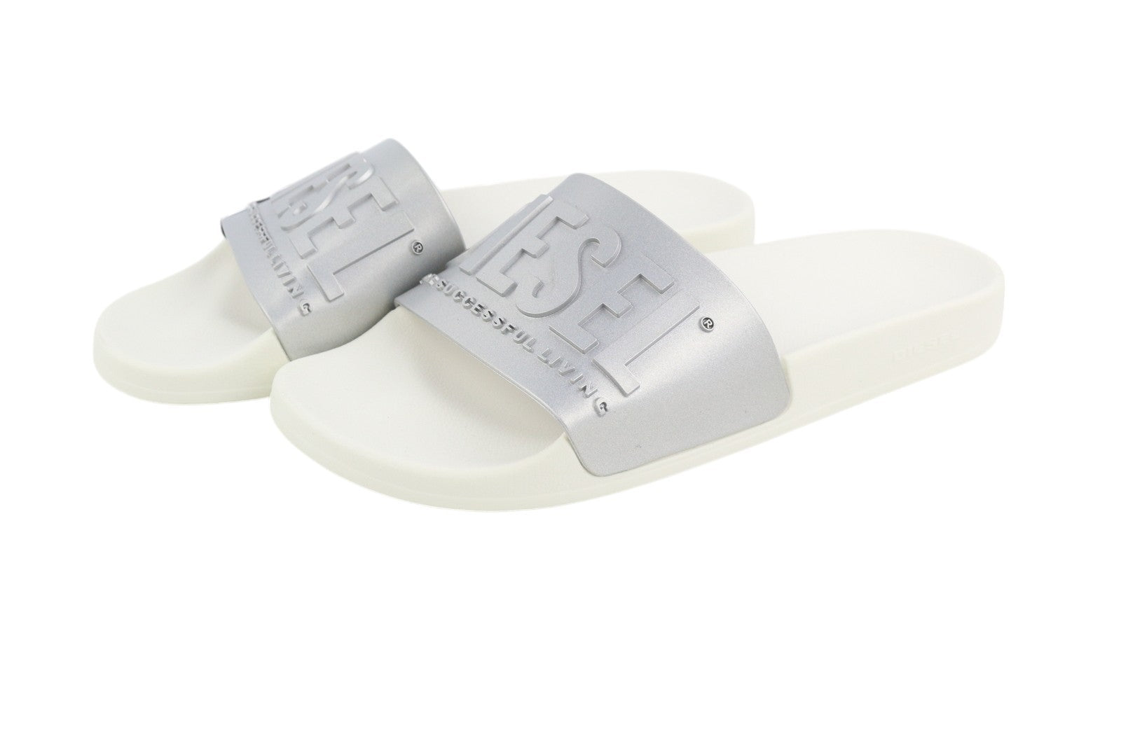 DIESEL Sa-Mayemi W Women's Sandals EU37 White Silver Beach Slide Slippers Open