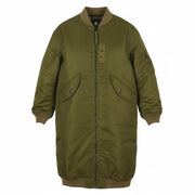 G-STAR Long Bomber Women Jacket S Khaki Green Padded Oversized Mid-Length RRP296