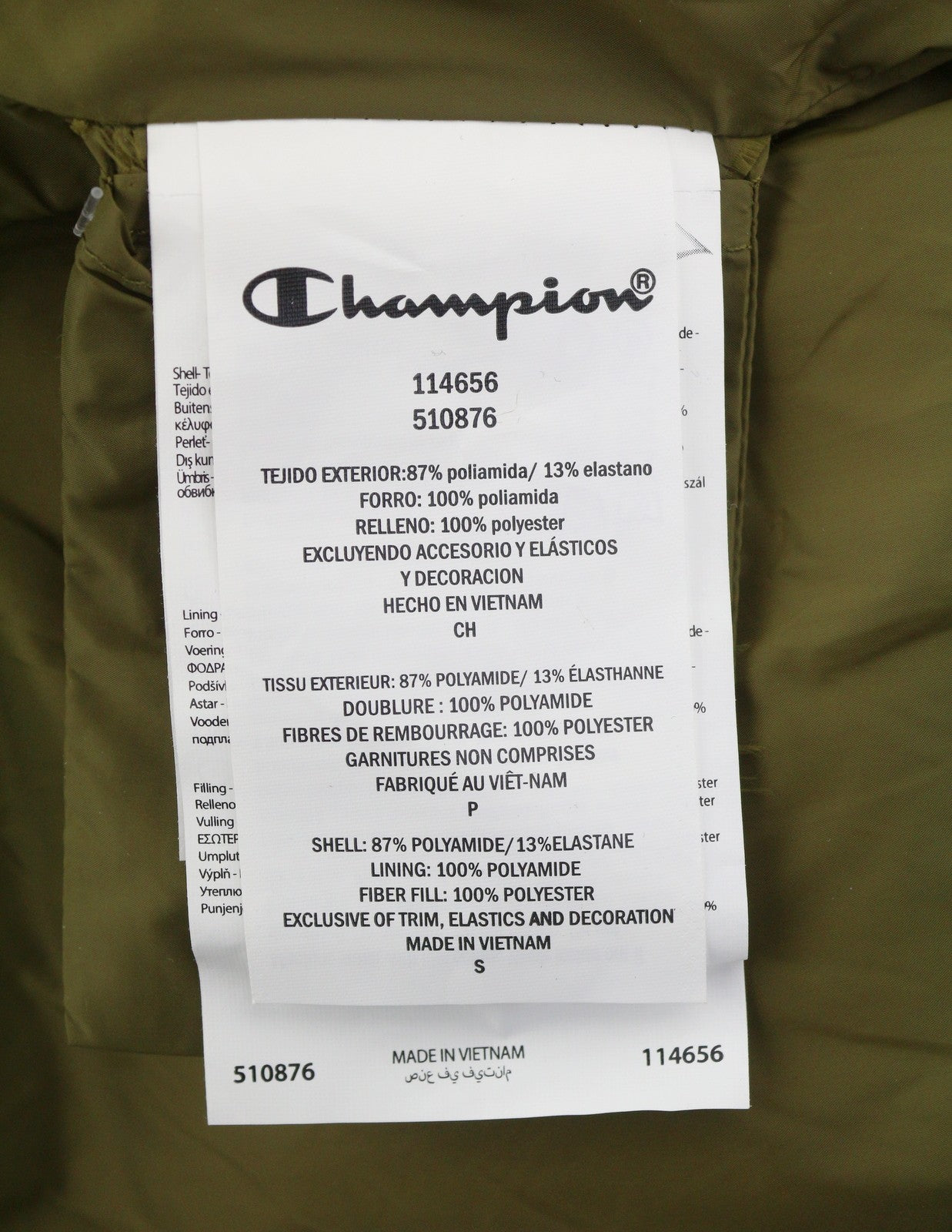 CHAMPION Women Jacket S Green Tech Fill Padded Quilted Full Zip Puffer RRP225