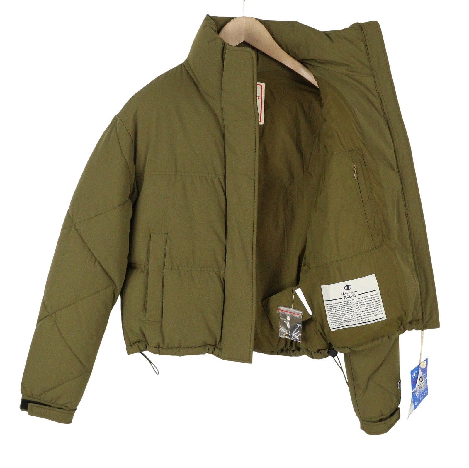 CHAMPION Women Jacket S Green Tech Fill Padded Quilted Full Zip Puffer RRP225