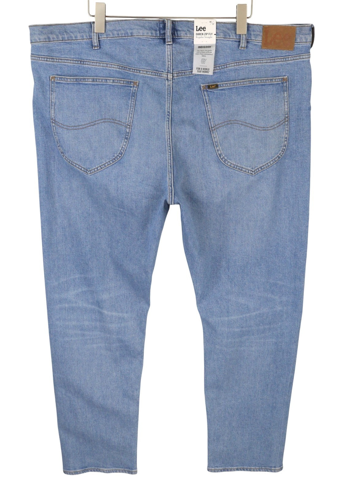 LEE Daren Zip Fly Men Jeans W48/L32 Blue Whiskers Faded Regular Straight Leg