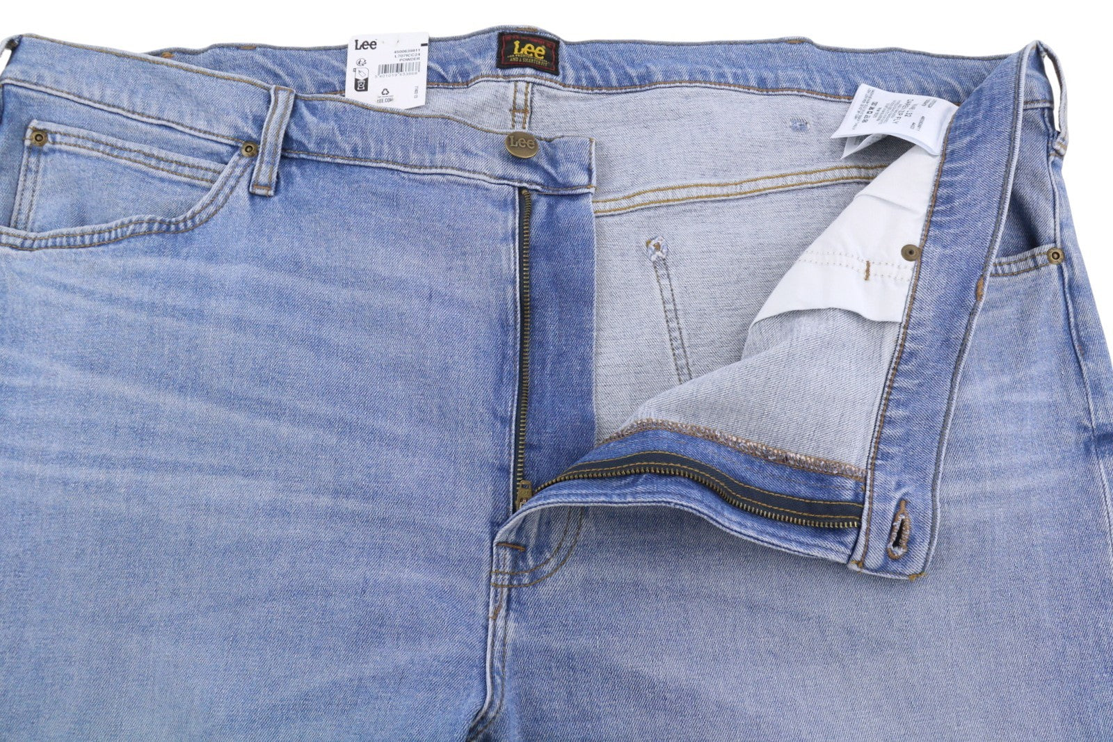 LEE Daren Zip Fly Men Jeans W48/L32 Blue Whiskers Faded Regular Straight Leg