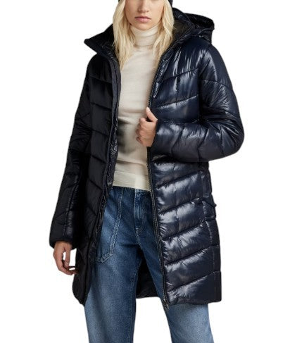 G-STAR Slim HDD Long Coat Women Jacket XS Blue Padded Quilted Mid-Length RRP279