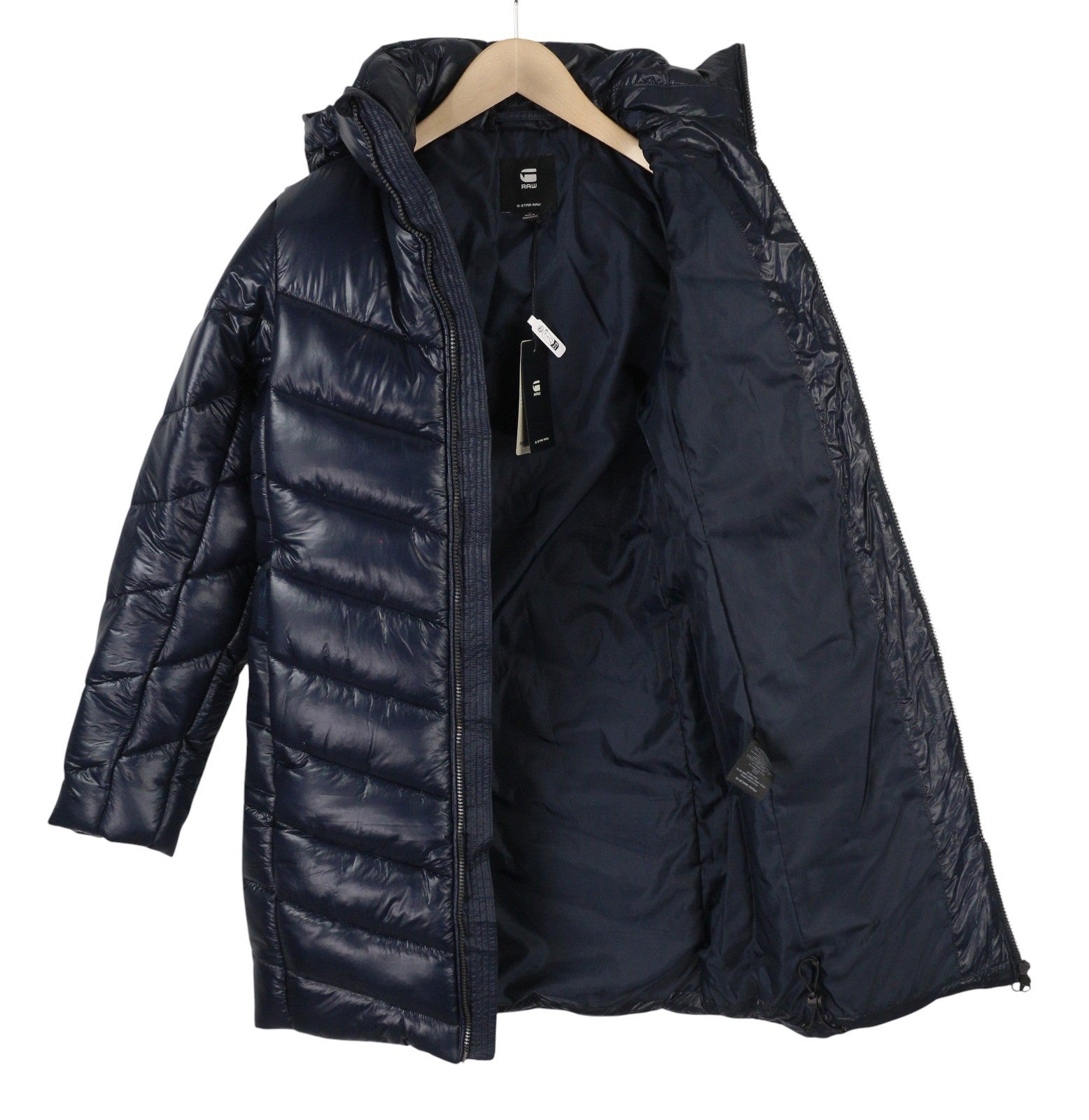 G-STAR Slim HDD Long Coat Women Jacket XS Blue Padded Quilted Mid-Length RRP279