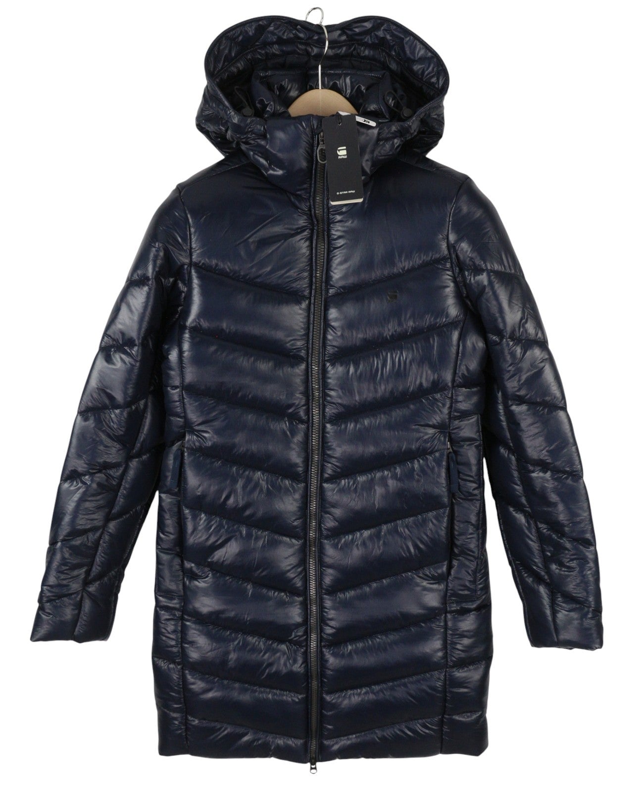 G-STAR Slim HDD Long Coat Women Jacket XS Blue Padded Quilted Mid-Length RRP279