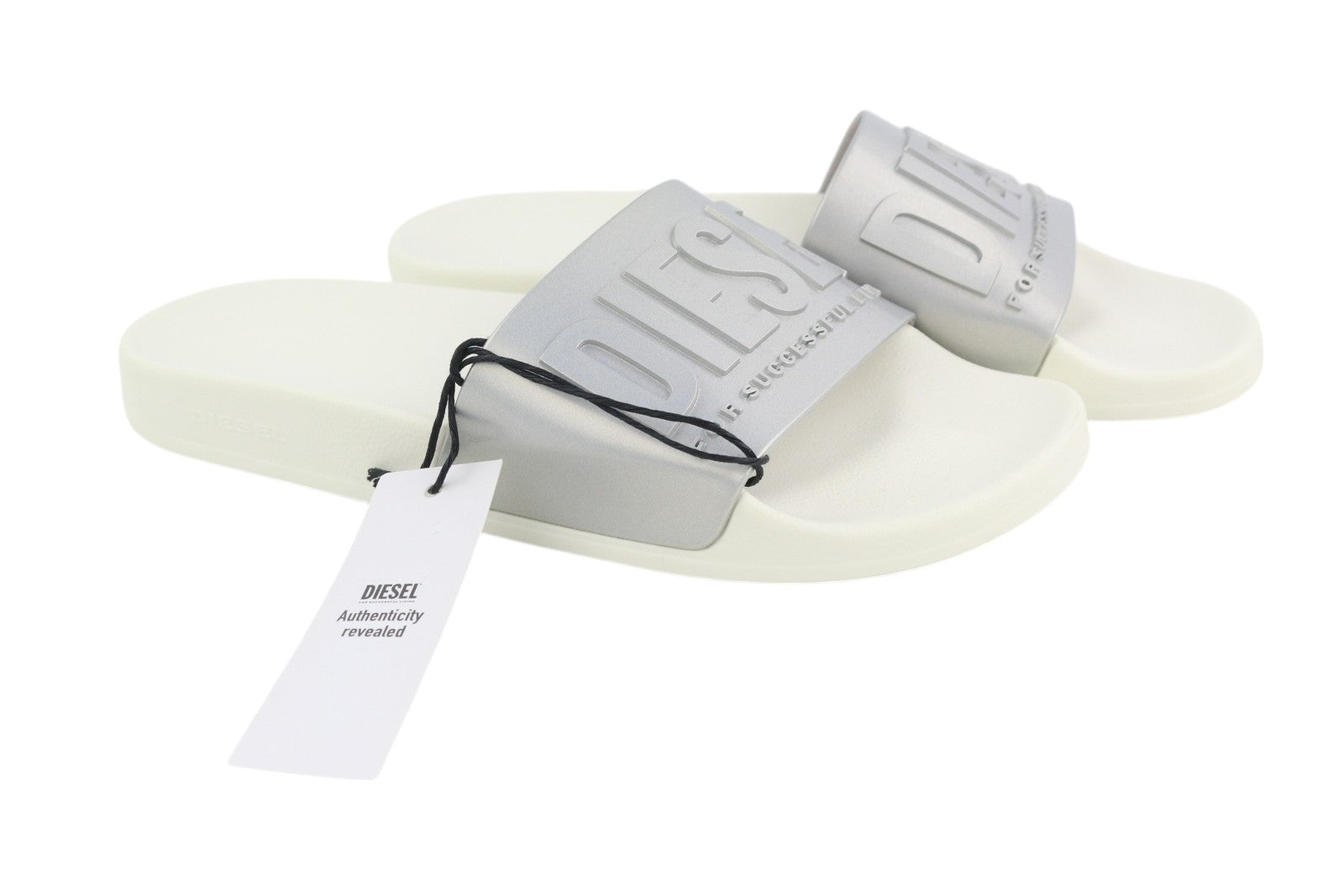 DIESEL Sa-Mayemi W Women Sandals EU35 White Silver Beach Slide Slippers Open