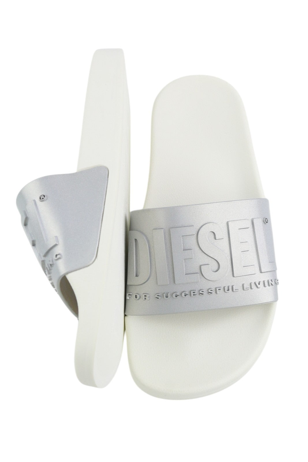 DIESEL Sa-Mayemi W Women Sandals EU35 White Silver Beach Slide Slippers Open