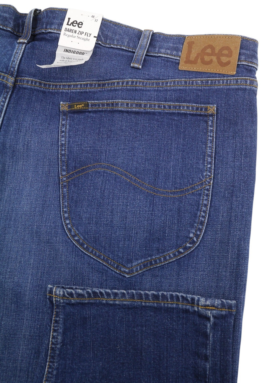 LEE Daren Zip Fly Men Jeans W48/L32 Blue Whiskers Faded Regular Straight Fit