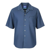 SCOTCH & SODA Men Shirt L Blue Denim Look Relaxed Fit Short Sleeve