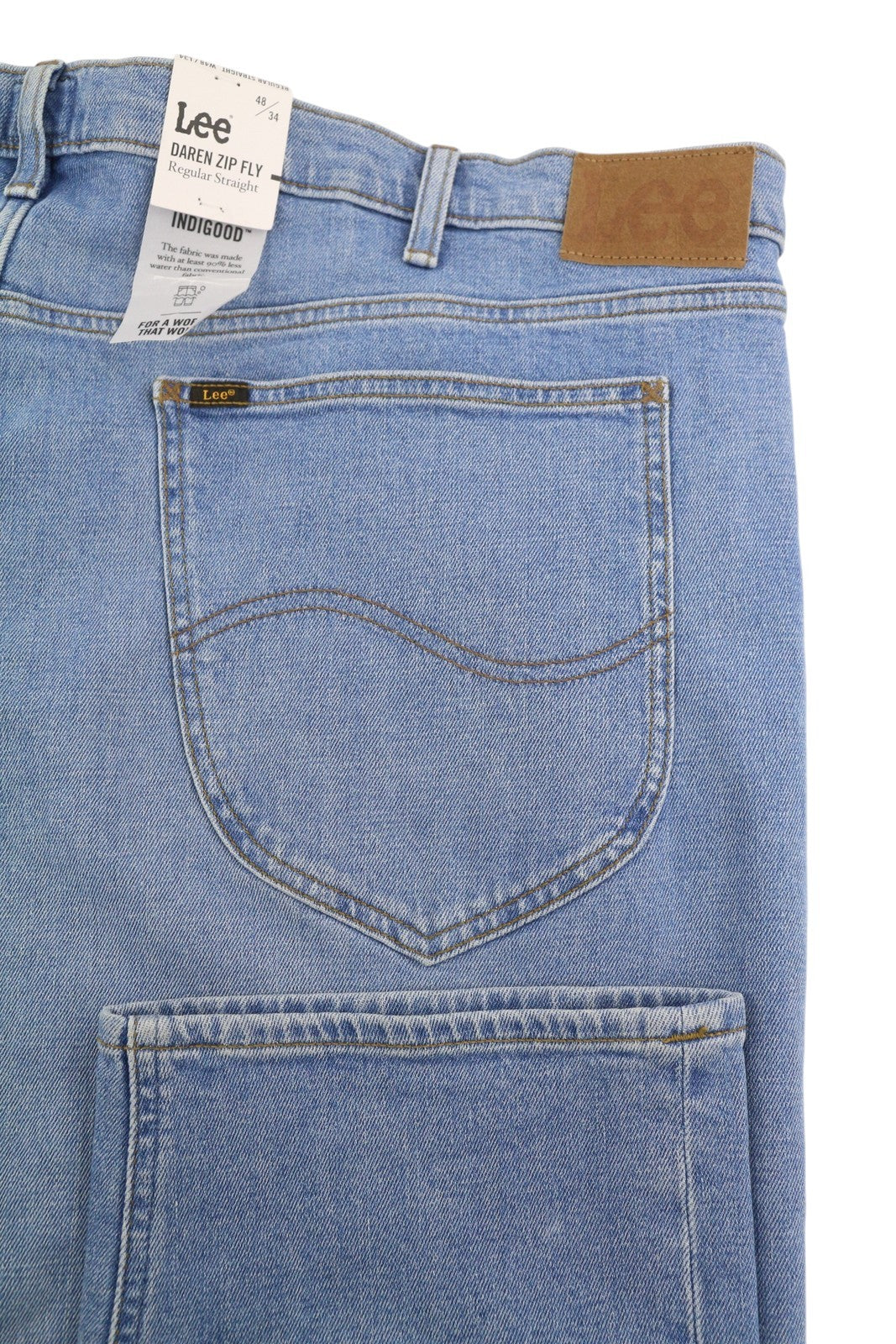 LEE Daren Zip Fly Men Jeans W48/L34 Blue Whiskers Faded Regular Straight Leg