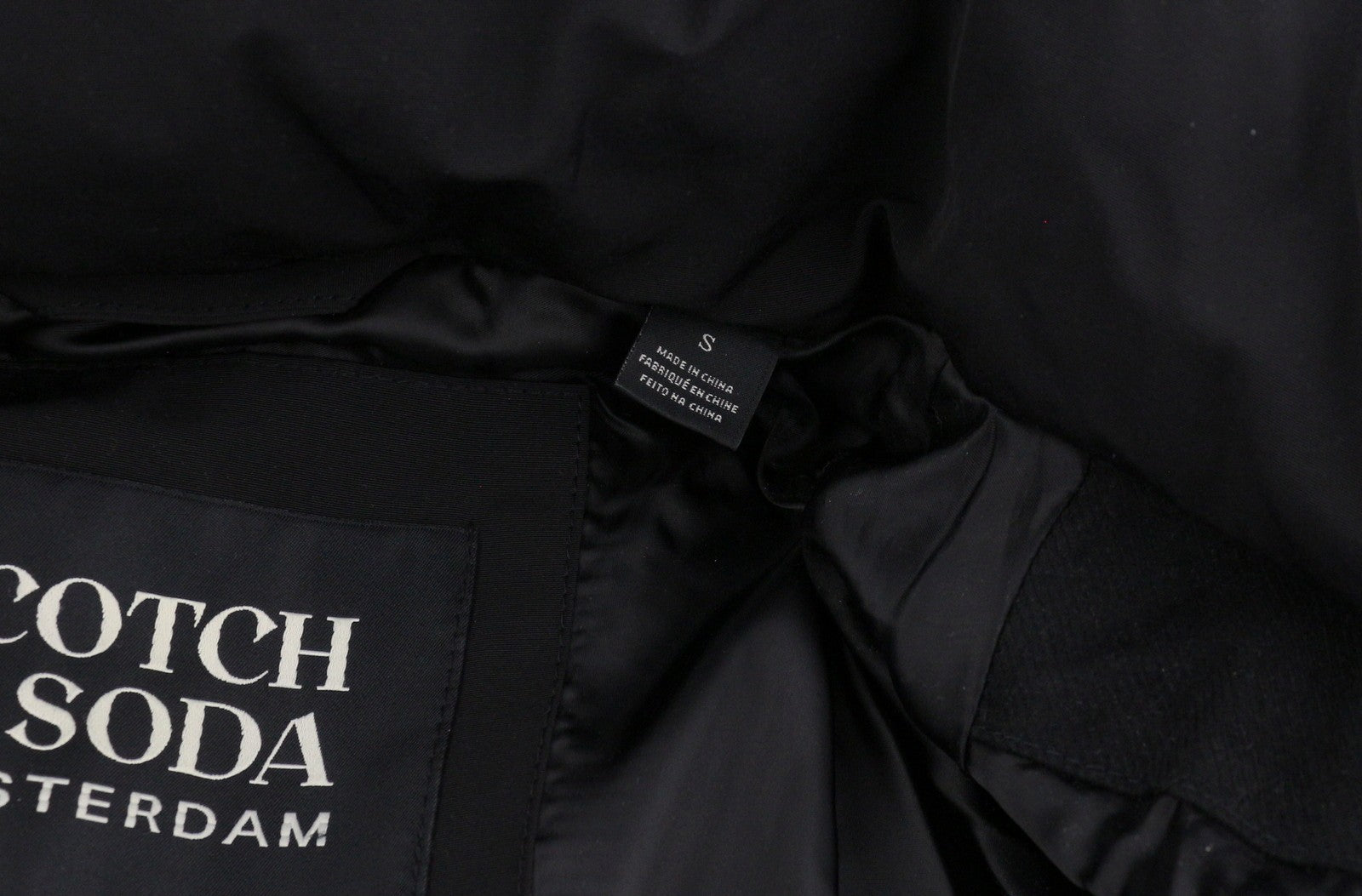 SCOTCH & SODA Arza Men Jacket S Black Padded Mixed Media Quilted Parka RRP389