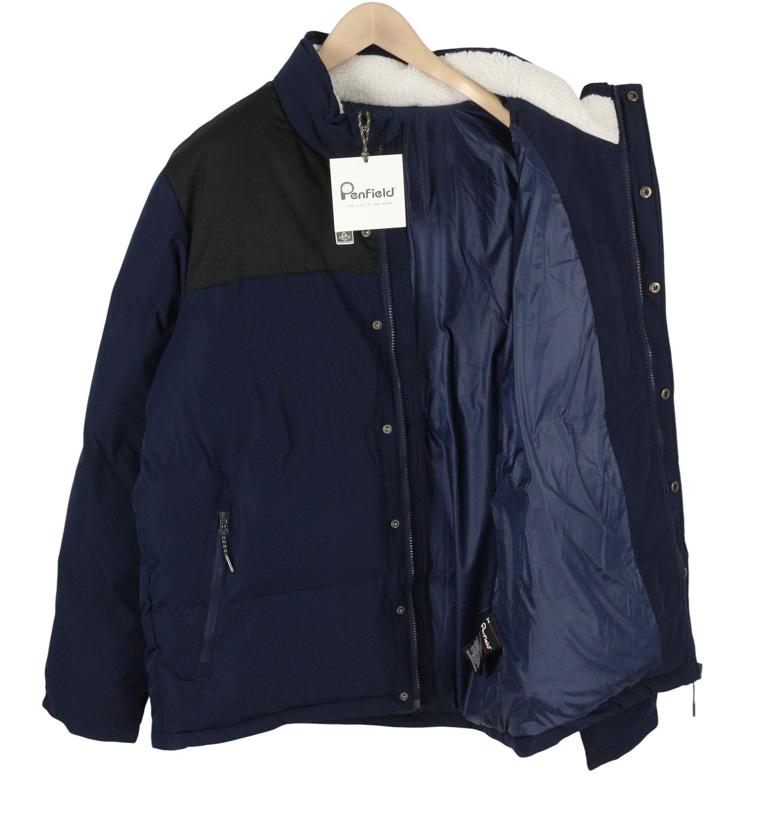 PENFIELD Men Jacket 2XL Dark Blue Quilted Padded High Neck Full Zip RRP230