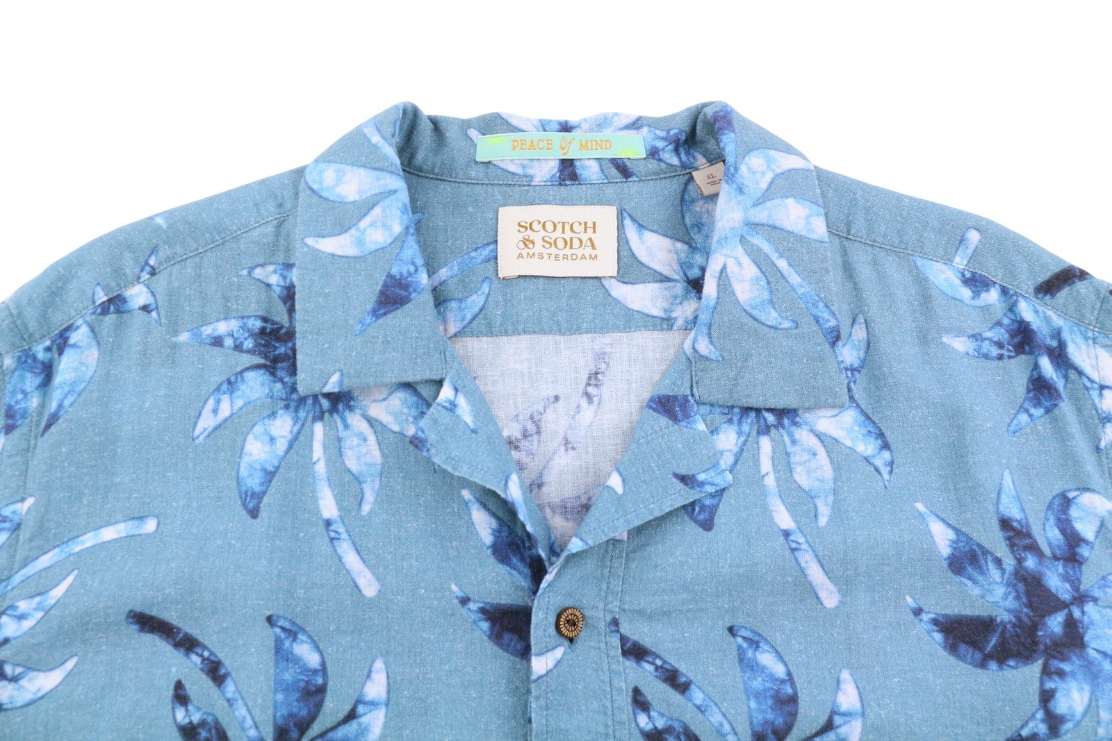 SCOTCH & SODA Men Shirt XL Blue Patterned Button-Up Notch Short Sleeve