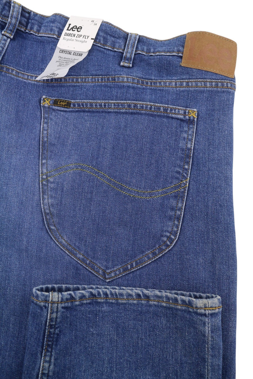 LEE Daren Zip Fly Men Jeans W48/L34 Blue Whiskers Faded Regular Straight Fit