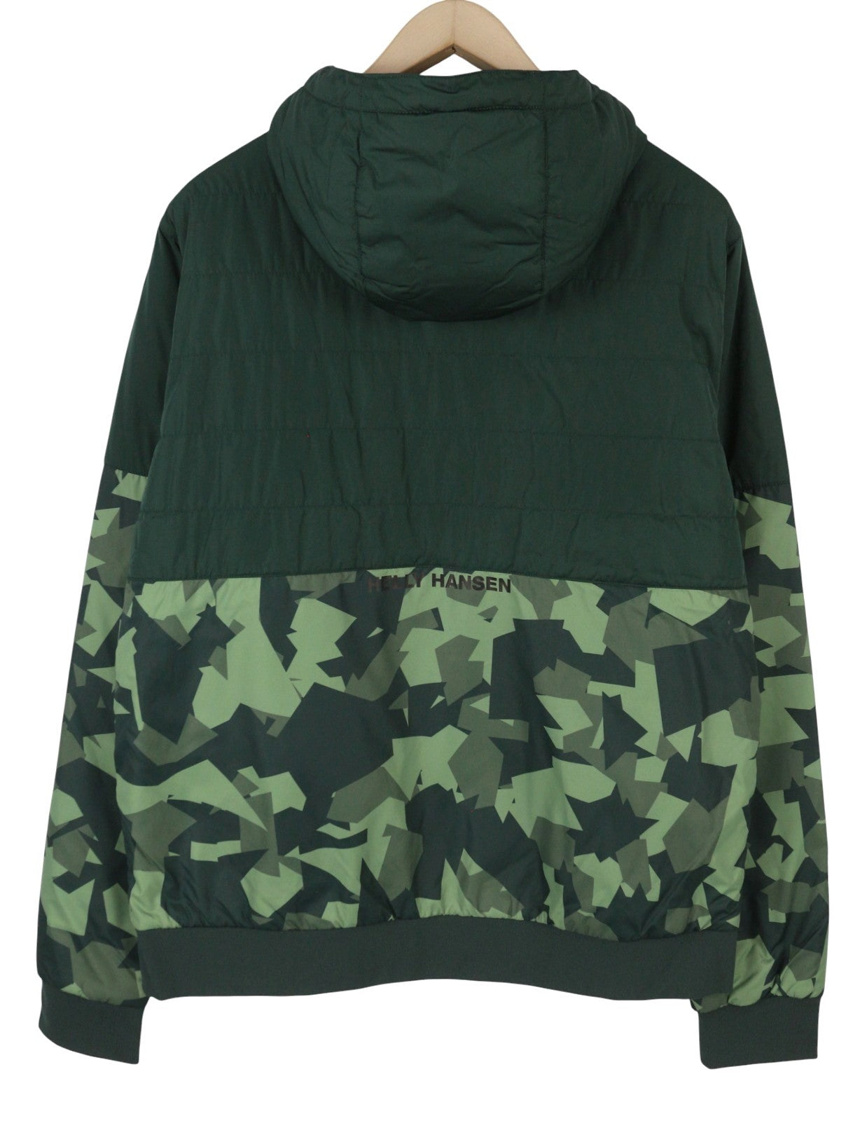 HELLY HANSEN Active Ins Fall Men Jacket L Green Padded Hooded Primaloft Full Zip