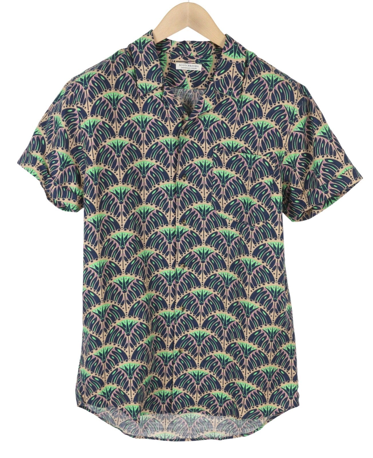 SCOTCH & SODA Men Shirt M Multiocoloured Patch Pocket Button-Up Short Sleeve