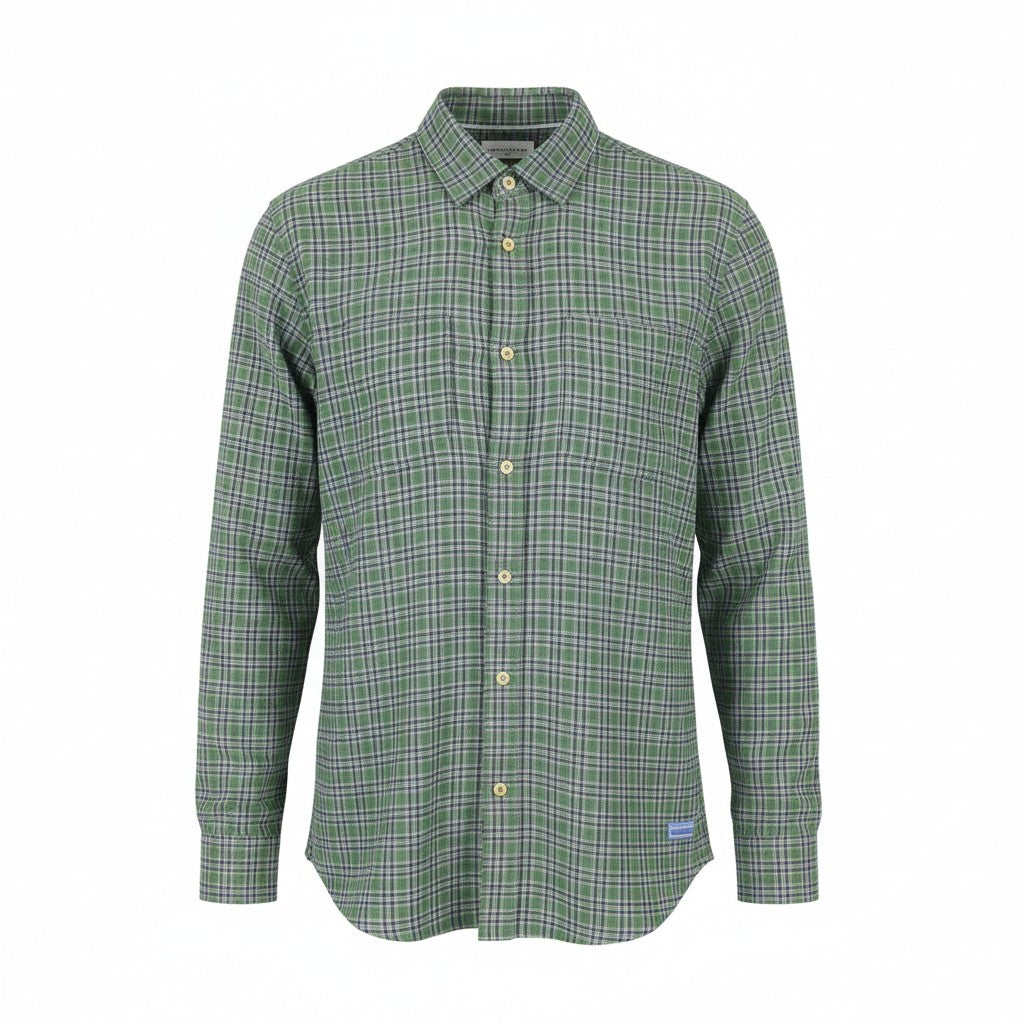 SCOTCH & SODA Men Shirt M Green Double Face Check Regular Fit Button-Up Roll-Up