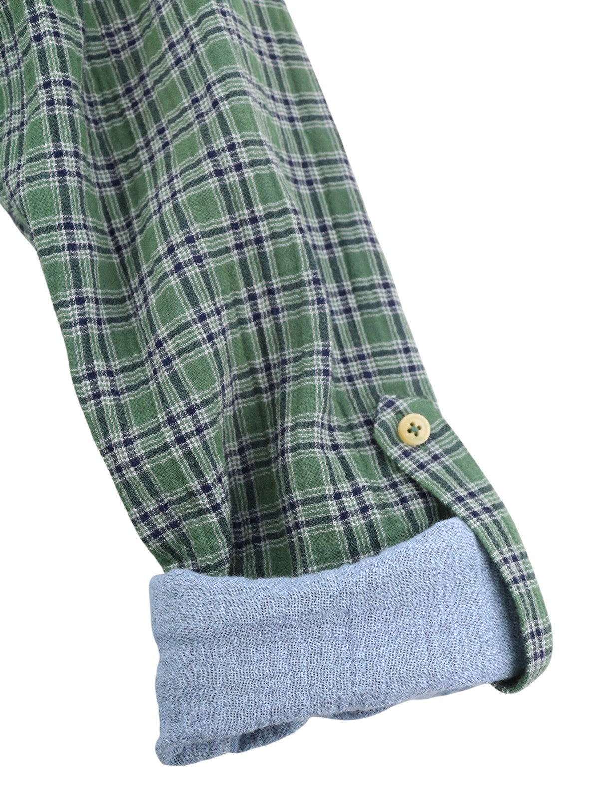 SCOTCH & SODA Men Shirt M Green Double Face Check Regular Fit Button-Up Roll-Up