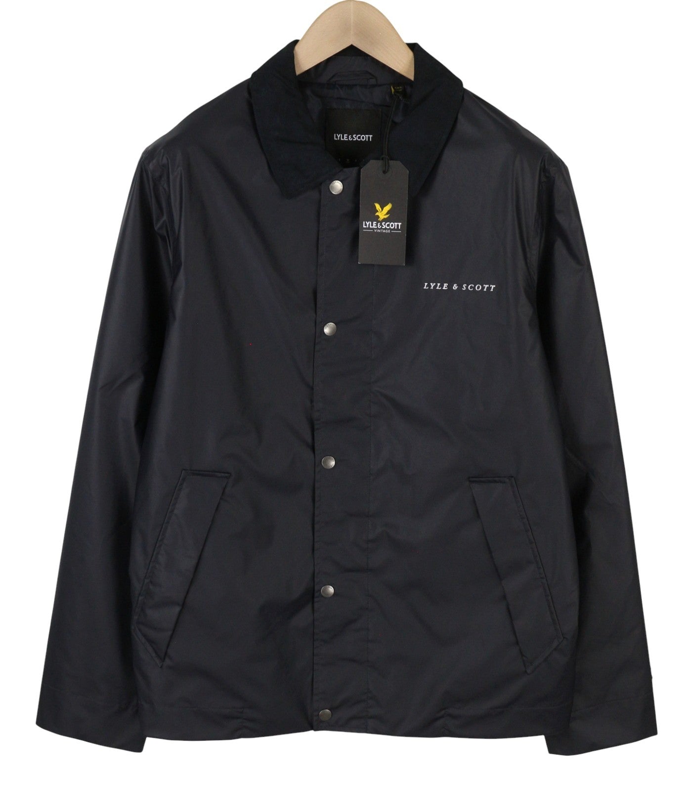 LYLE & SCOTT Coach Men Jacket M Dark Blue Water Repellent Full Zip Lightweight