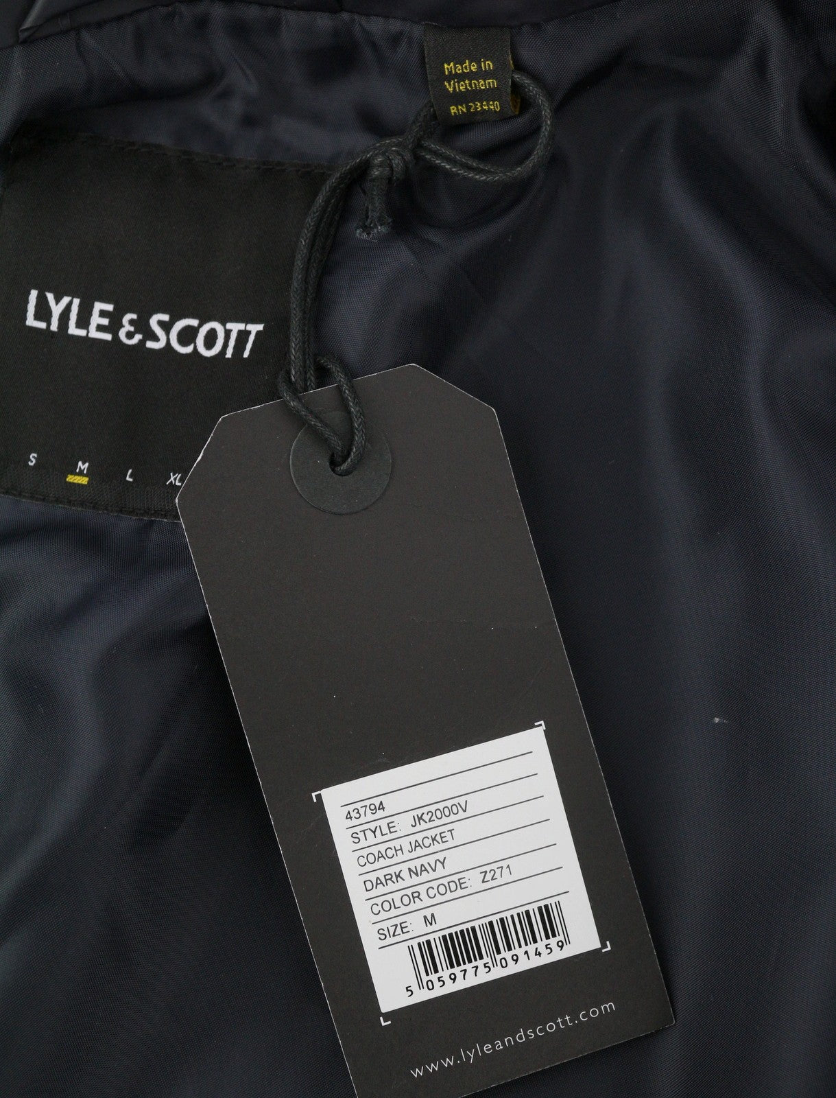 LYLE & SCOTT Coach Men Jacket M Dark Blue Water Repellent Full Zip Lightweight