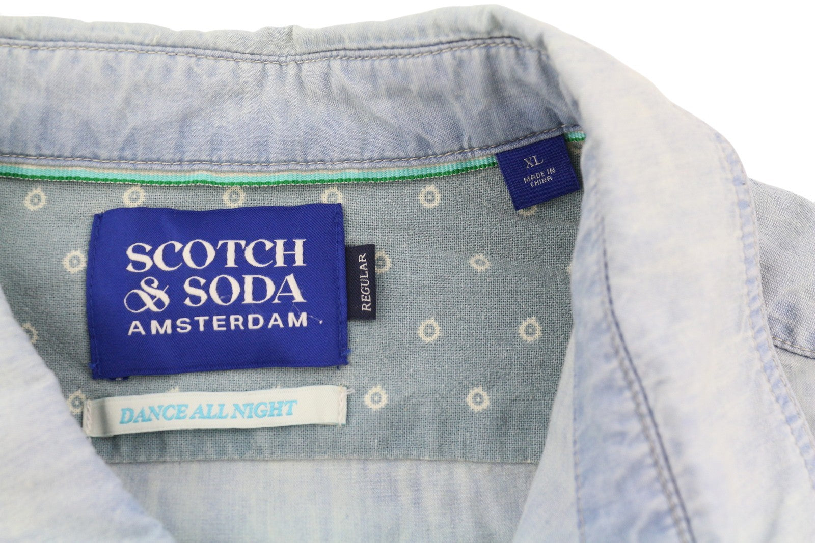 SCOTCH & SODA Men Shirt XL Blue Faded Button-Up Spread Neck Casual