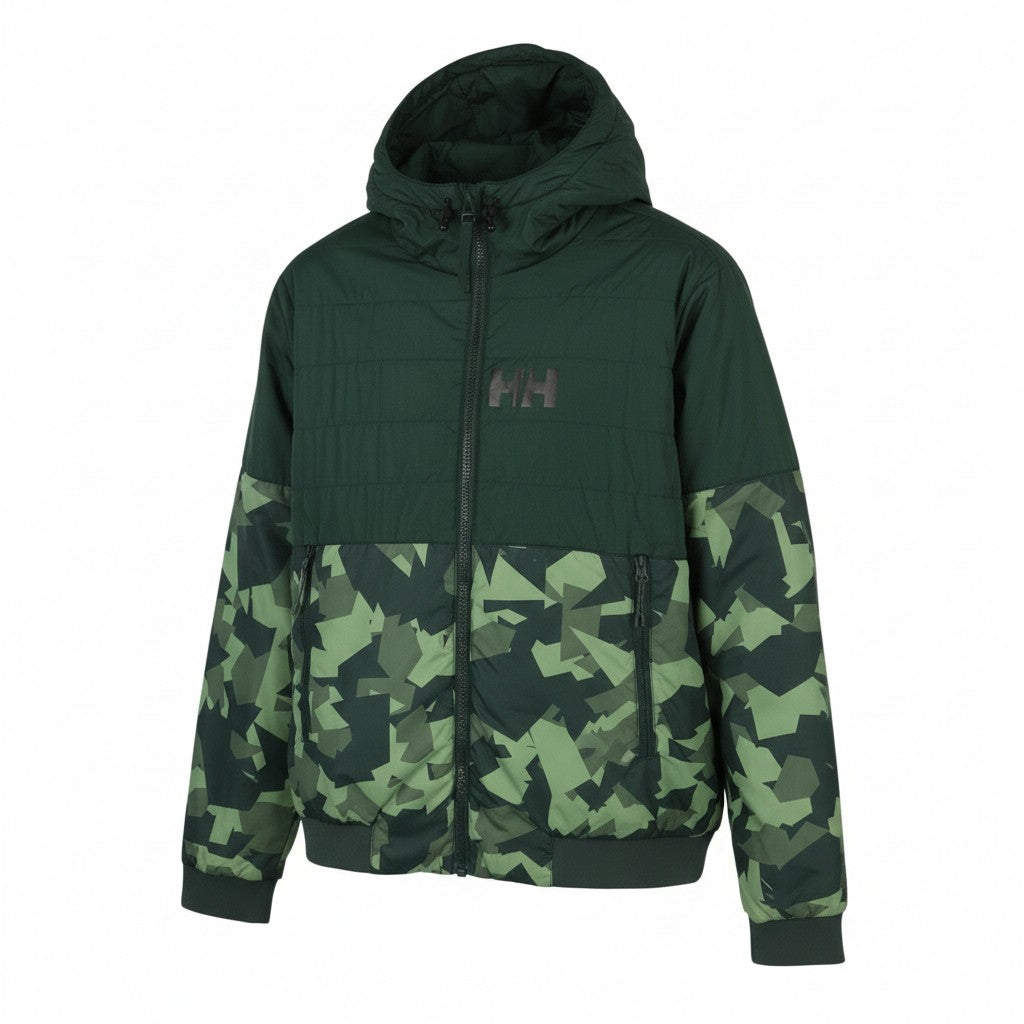 HELLY HANSEN Active Ins Fall Men Jacket M Green Padded Hooded Primaloft Full Zip