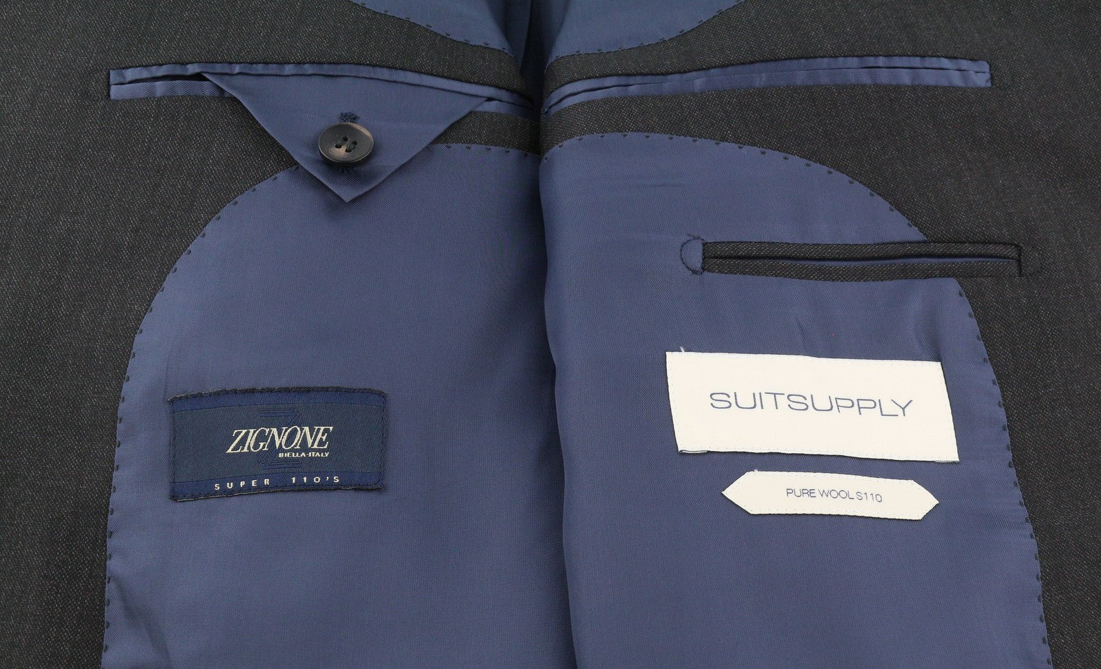 SUITSUPPLY Napoli Single Breasted Men Suit UK42R Dark Grey Wool 2 Pieces