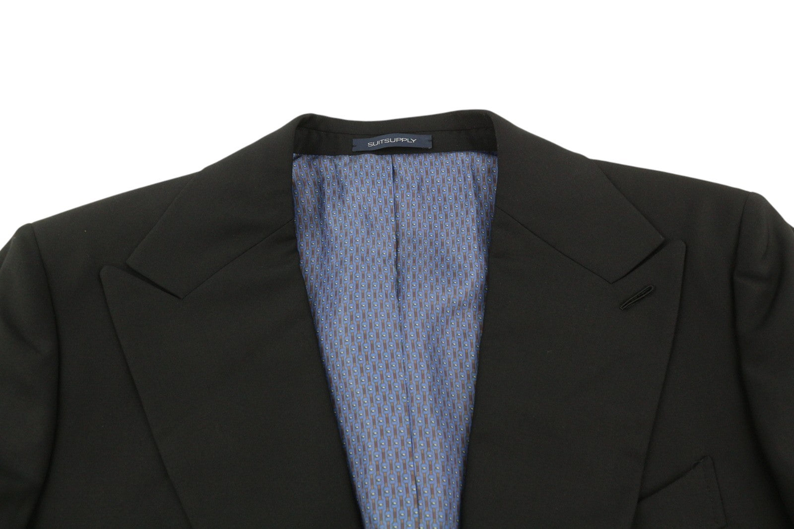 SUITSUPPLY La Spalla Men Suit UK42R / W34 Black Wool Peak 2 Pieces