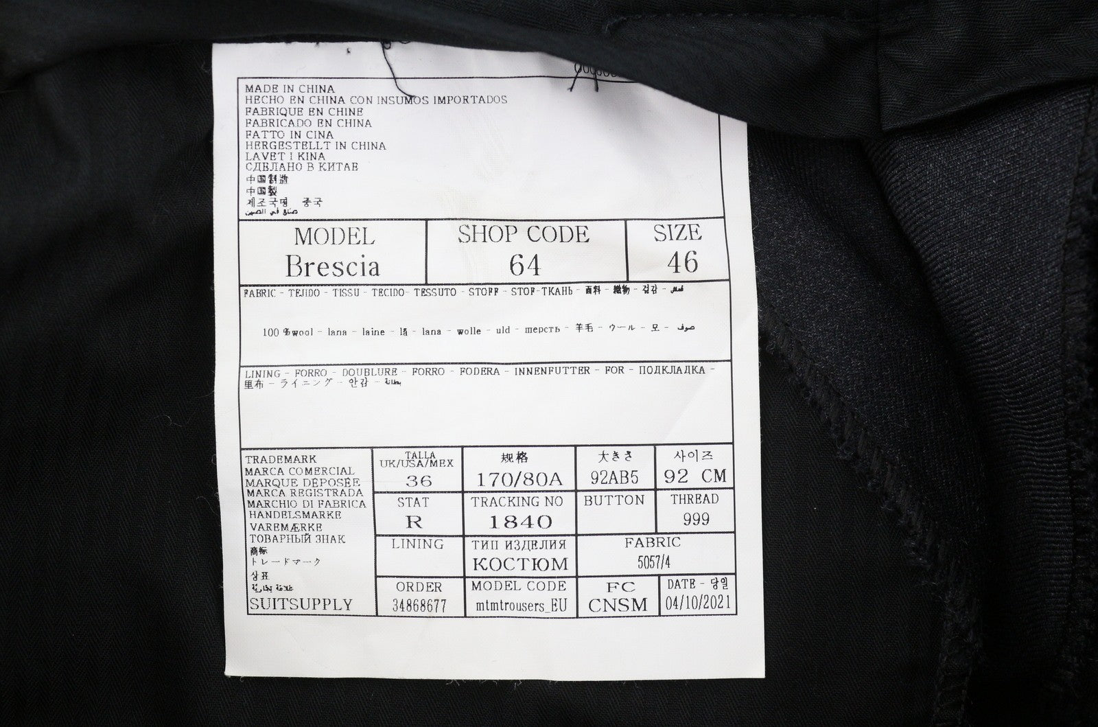 SUITSUPPLY La Spalla Men Suit UK36R Dark Grey Peak Lapel Wool