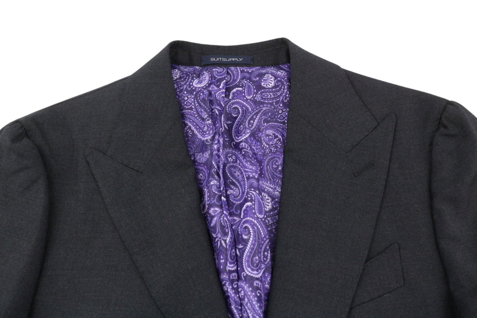 SUITSUPPLY La Spalla Men Suit UK36R Dark Grey Peak Lapel Wool