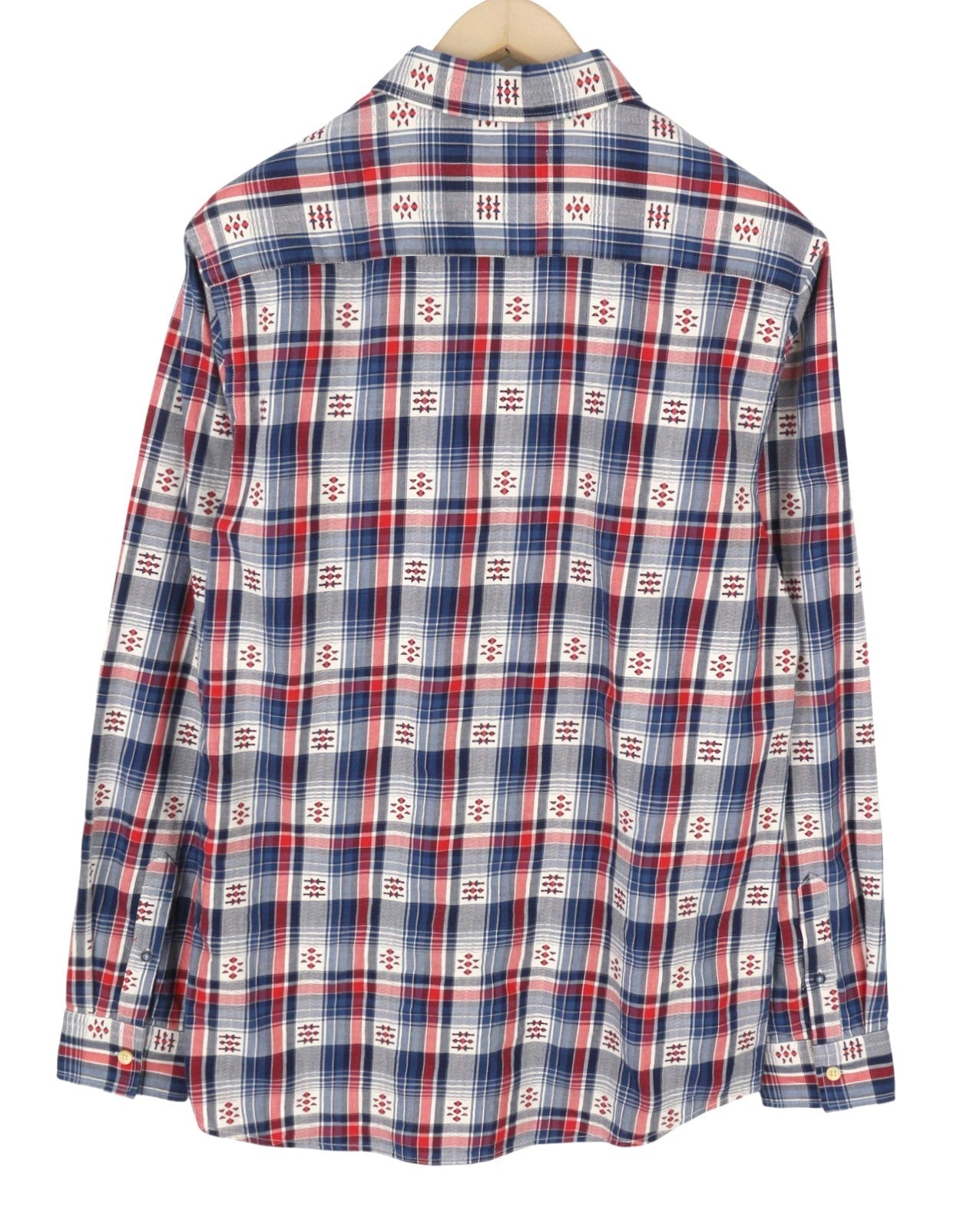 SCOTCH & SODA Men Shirt M Blue Red Check Button-Down Neck Patch Pocket Casual