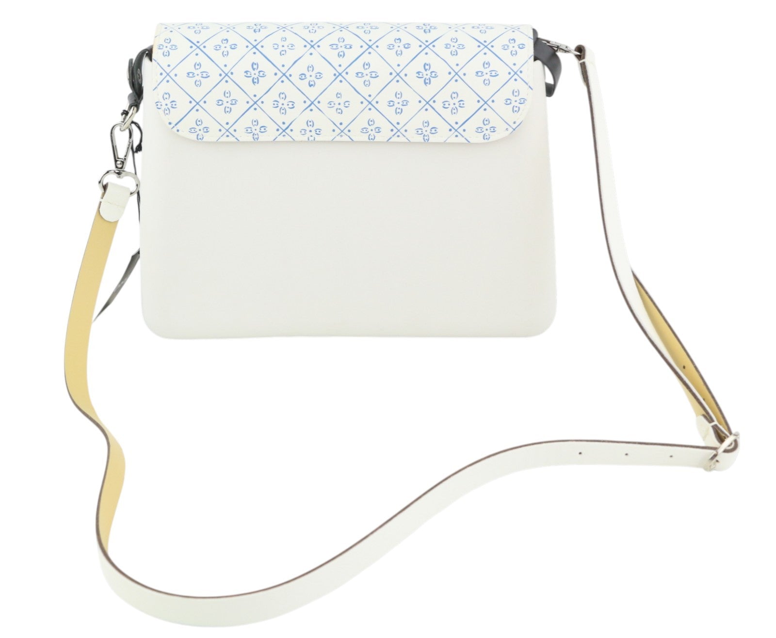 O BAG Glam Women Bag OS White Pattern Adjustable Strap Clasp Crossbody