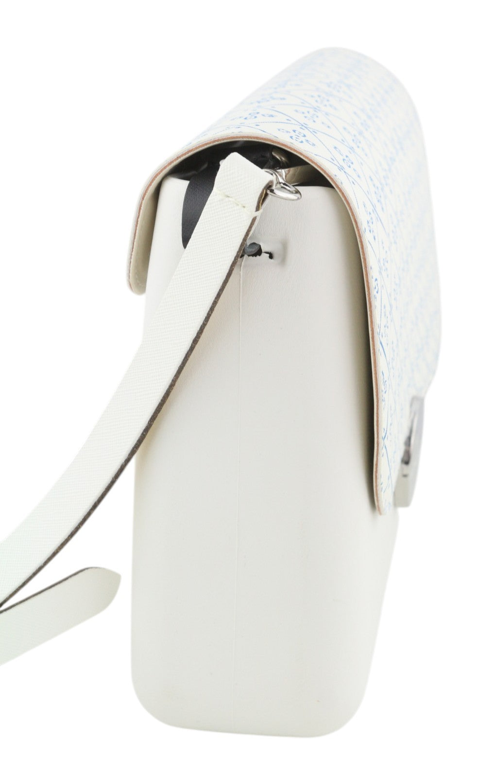 O BAG Glam Women Bag OS White Pattern Adjustable Strap Clasp Crossbody