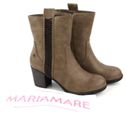 MARIA MARE Women's EU37 Brown Leather Look Zipped Heeled Boots Casual Style