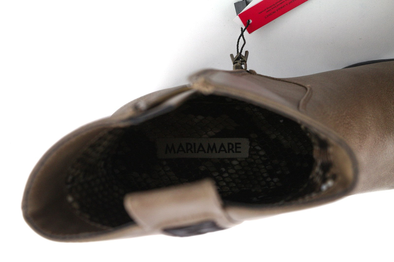 MARIA MARE Women's EU37 Brown Leather Look Zipped Heeled Boots Casual Style