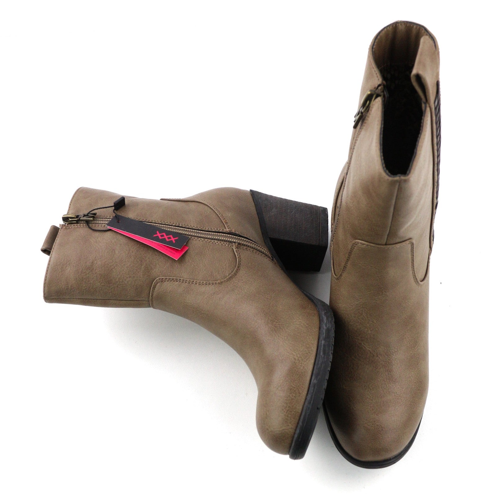 MARIA MARE Women's EU37 Brown Leather Look Zipped Heeled Boots Casual Style