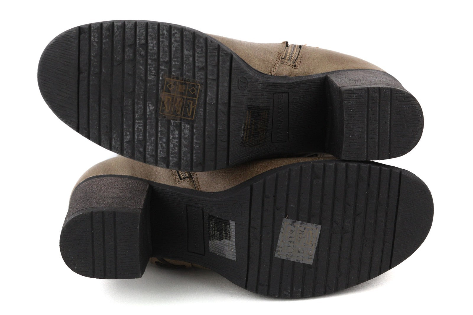 MARIA MARE Women's EU37 Brown Leather Look Zipped Heeled Boots Casual Style