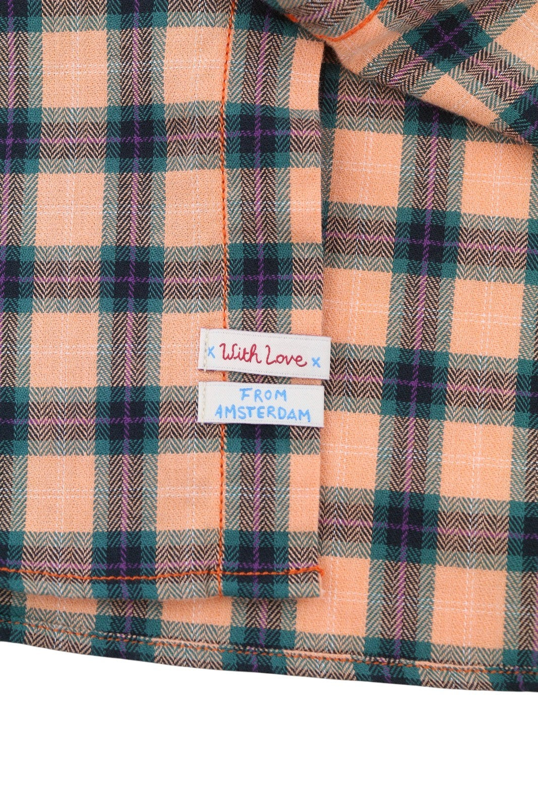 SCOTCH & SODA Men Shirt M Orange Checked Cotton Button-Down Neck Casual