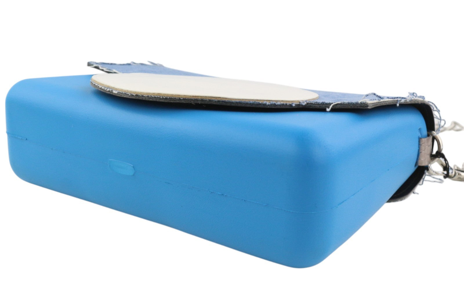 O BAG Glam Women Bag OS Blue Denim Insert Chain Clasp Crossbody