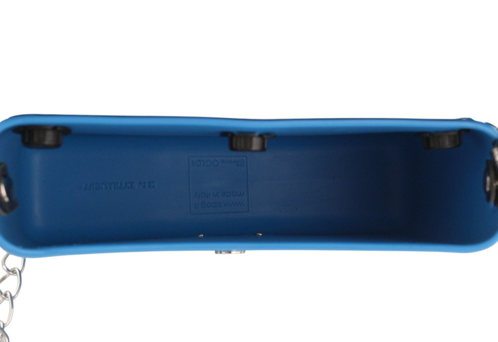 O BAG Glam Women Bag OS Blue Denim Insert Chain Clasp Crossbody