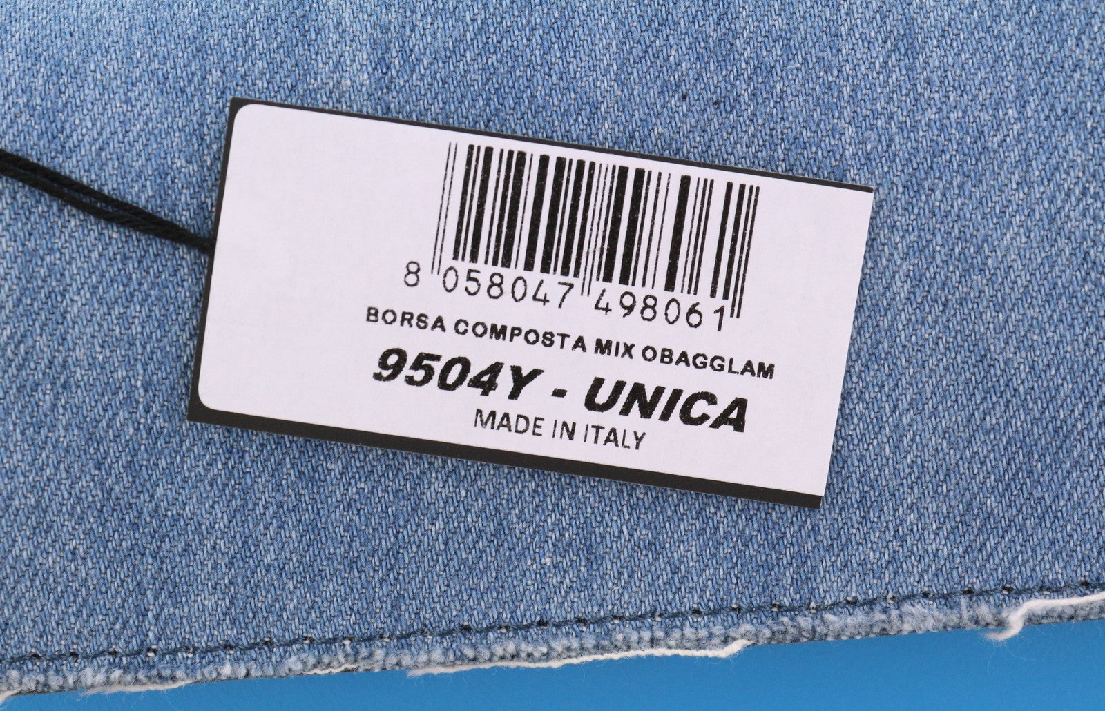 O BAG Glam Women Bag OS Blue Denim Insert Chain Clasp Crossbody