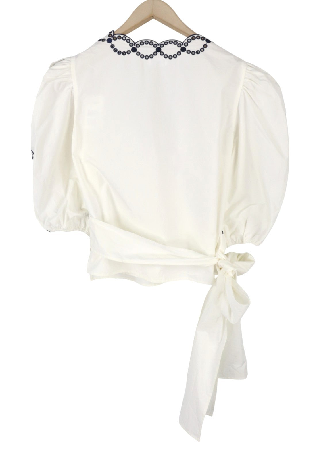 CLAUDIE PIERLOT Brigand Women Blouse 40 M White Wrapover Cotton Cropped RRP195