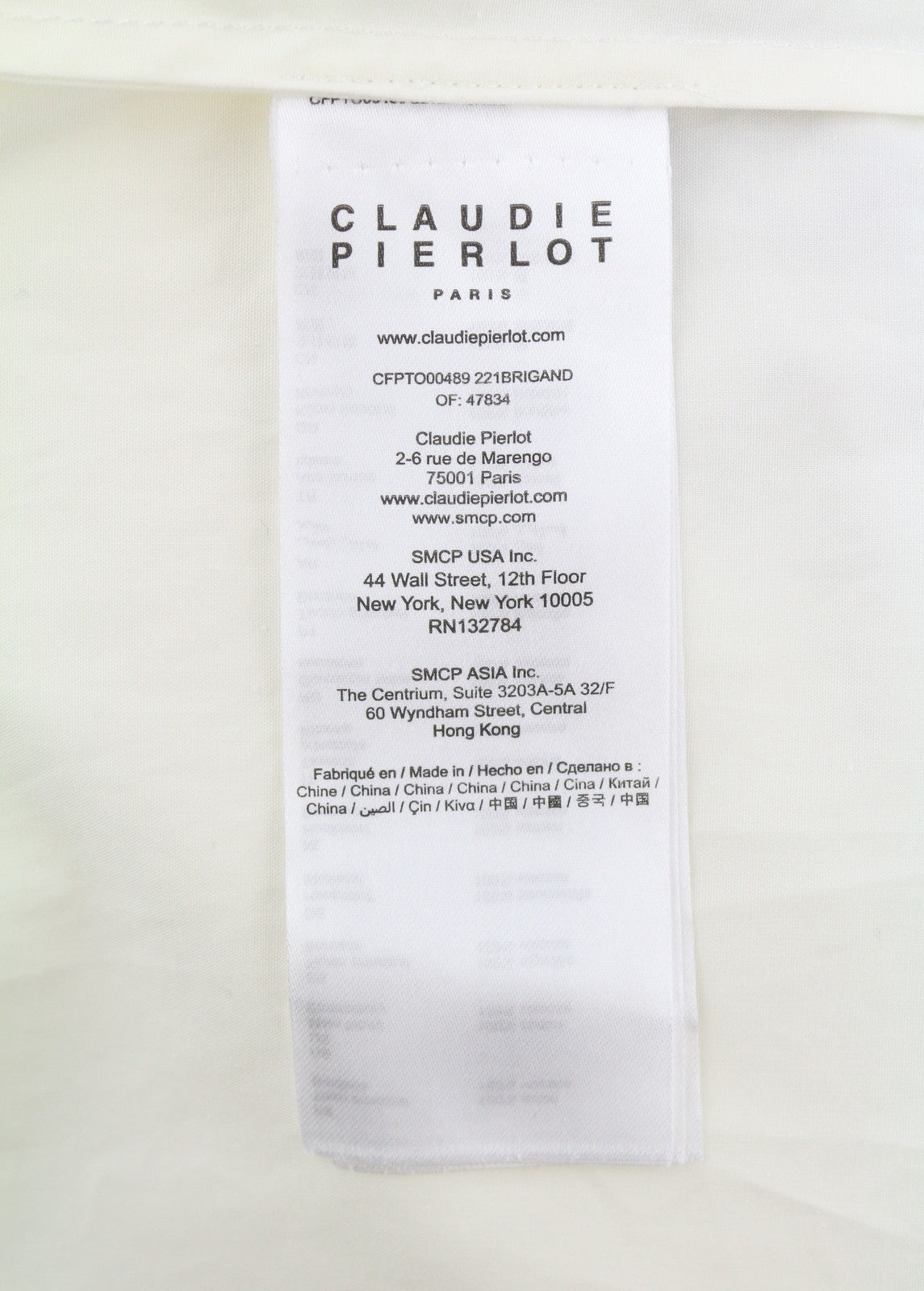 CLAUDIE PIERLOT Brigand Women Blouse 40 M White Wrapover Cotton Cropped RRP195