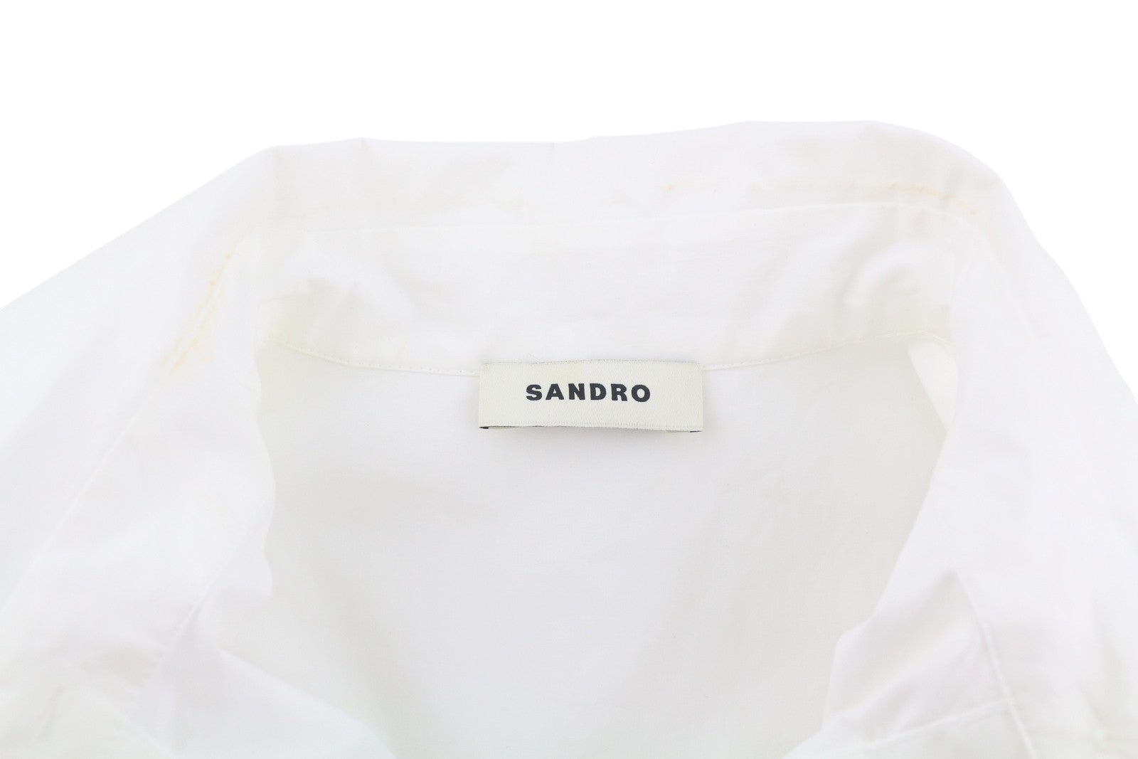 SANDRO Michelle Women Shirt 0 XS White Cropped Point Collar Long Sleeve RRP195