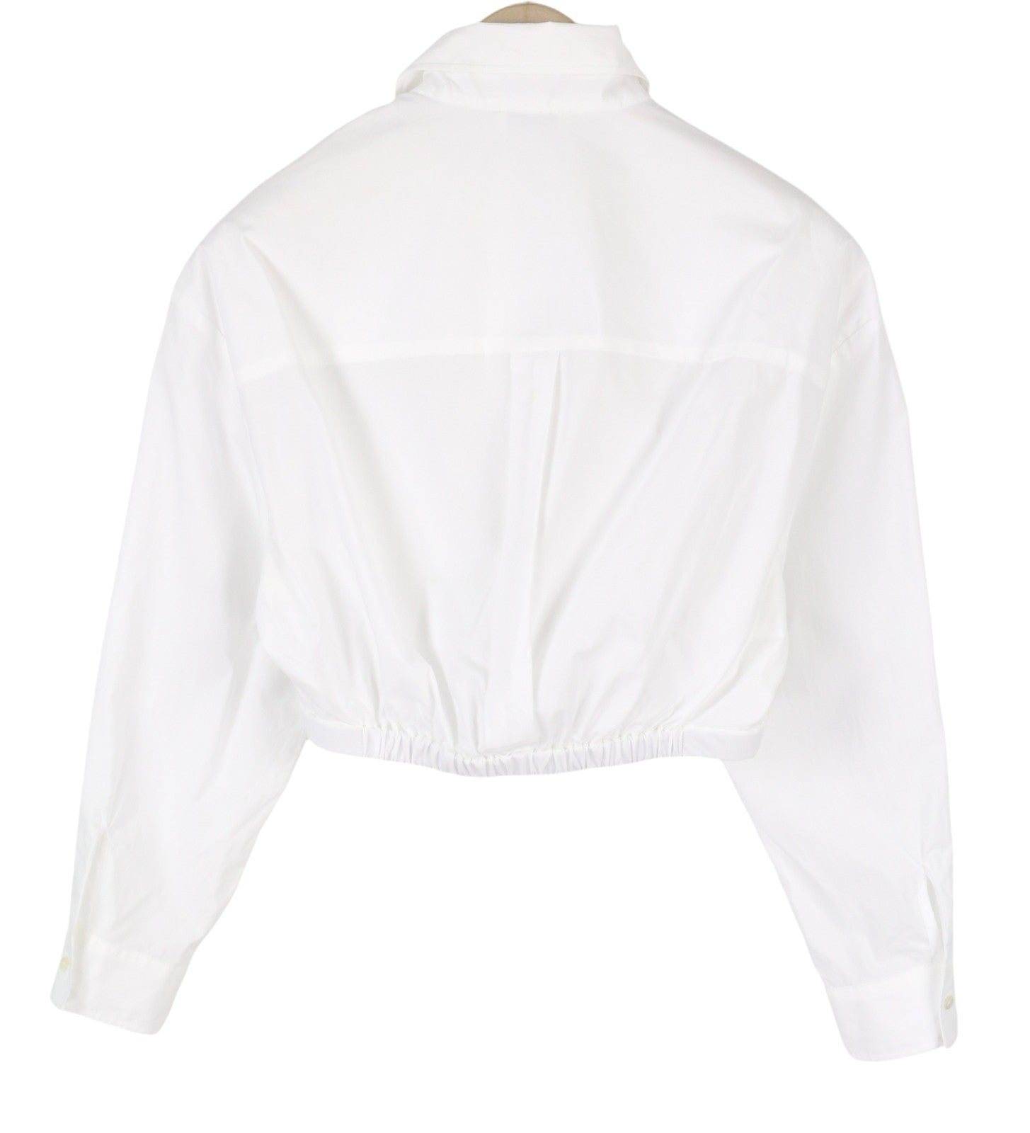 SANDRO Michelle Women Shirt 0 XS White Cropped Point Collar Long Sleeve RRP195